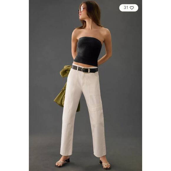 Agolde Jeans Womens 23 Cooper Cargo Straight Leg Utility Denim White Casual Chic